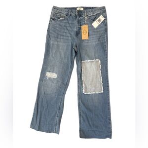 Mason & Belle- Cassi Mid Rise Patched Flare Jeans